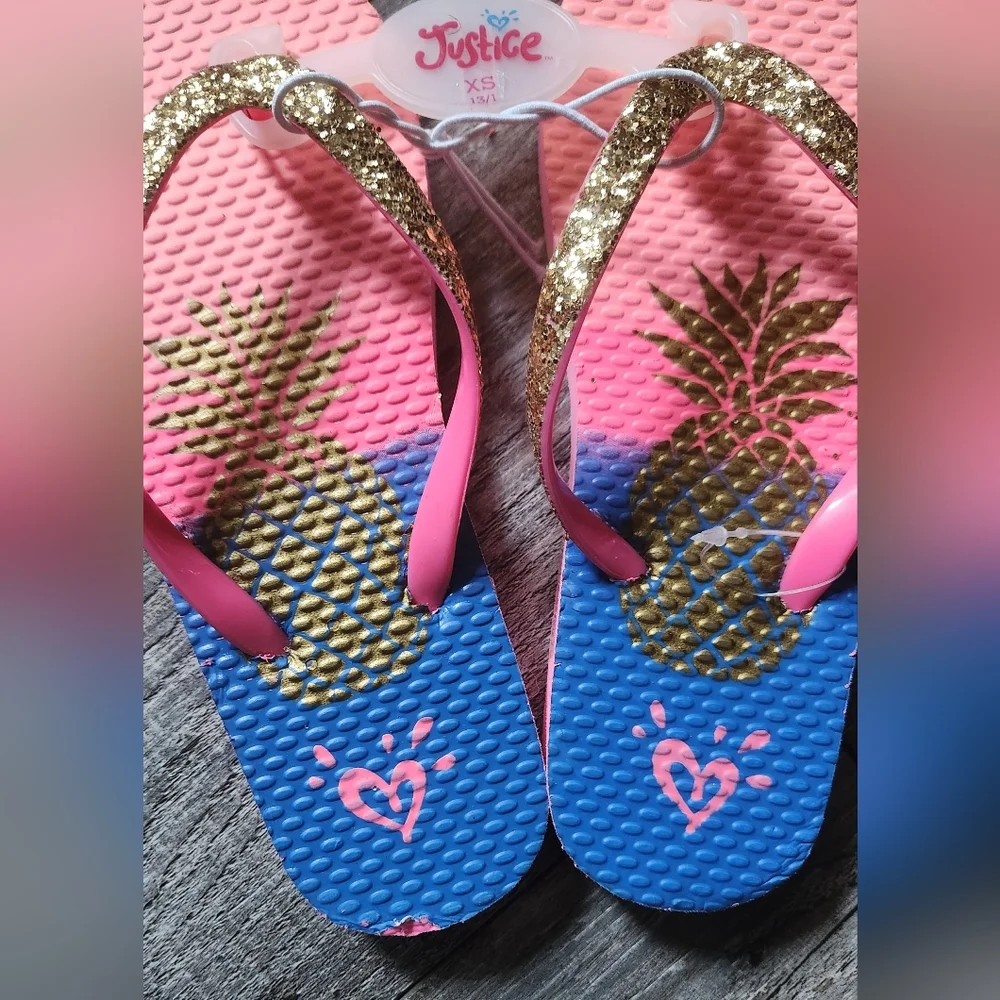 JUSTICE Girls Glitter Flip Flops